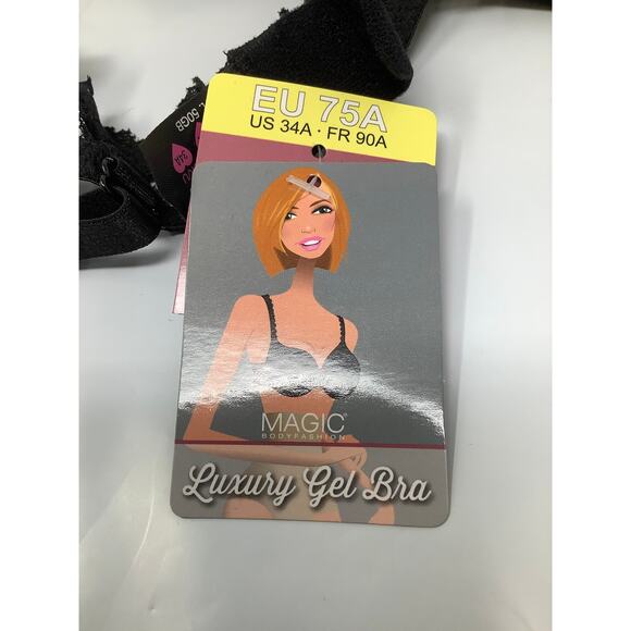 Magic Bodyfashion Women's 34A Black Luxury Gel Bra Underwire Lace Trim G28-16 - Picture 5 of 7